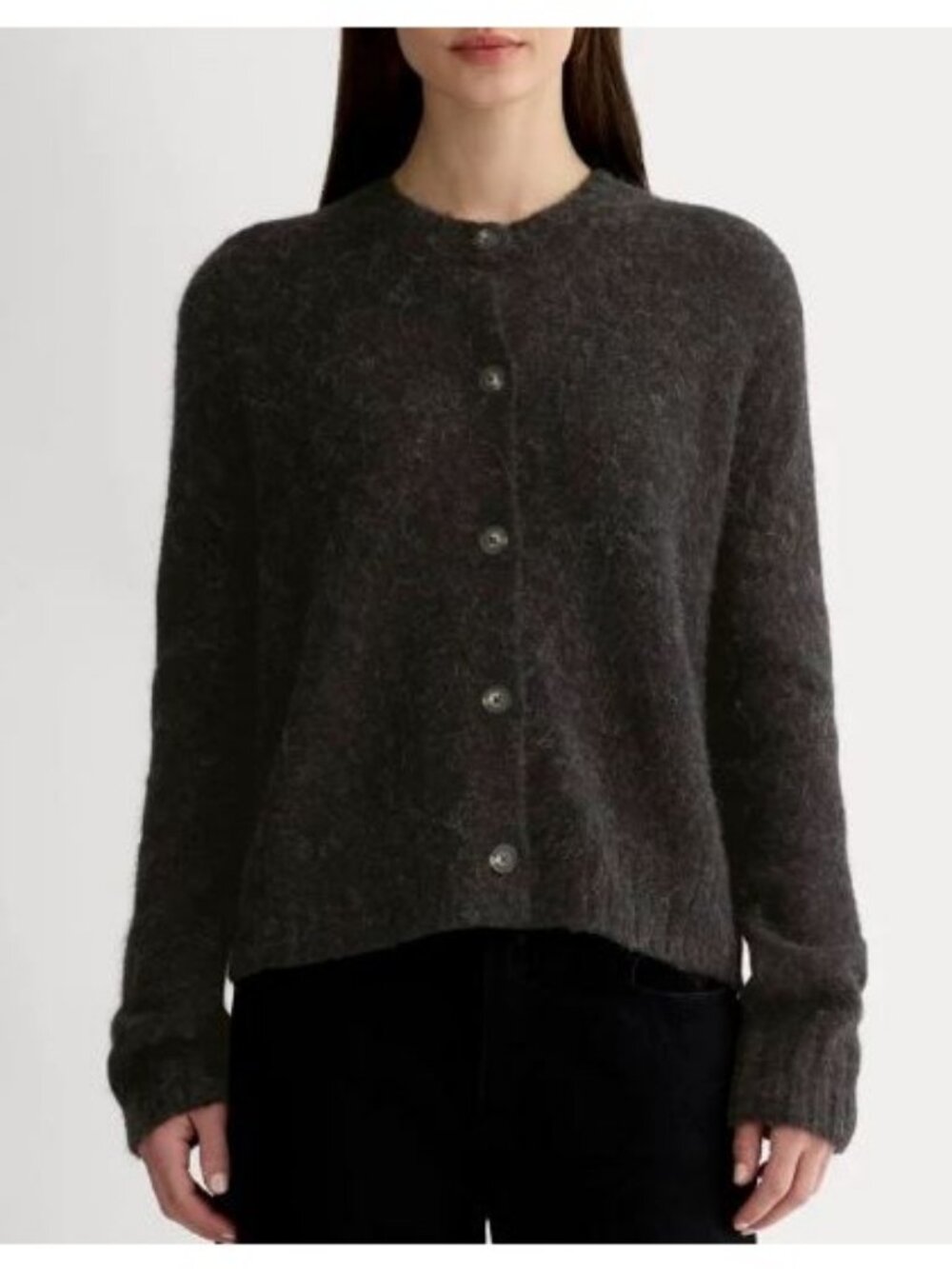 Everlane The Crew Cardigan in Alpaca Heathered Black Size Large NWT